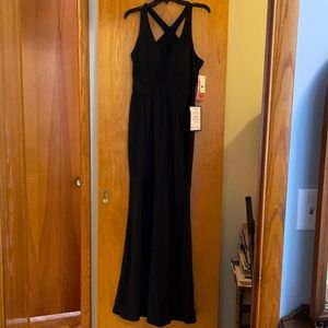 Long Black Prom Dress with Mesh Cutouts